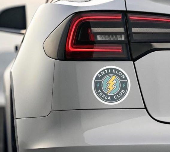 Anti Elon Tesla Club Magnet, Funny Die-Cut Car Magnet, Sarcastic Tesla Gift, Anti-Tech Decor for Fridge, Locker, or Office