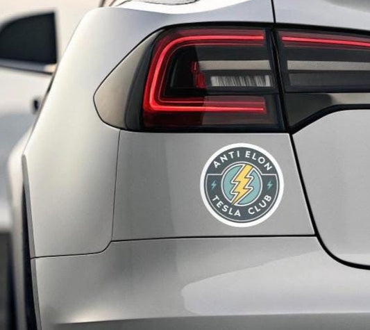 Anti Elon Tesla Club Magnet, Funny Die-Cut Car Magnet, Sarcastic Tesla Gift, Anti-Tech Decor for Fridge, Locker, or Office