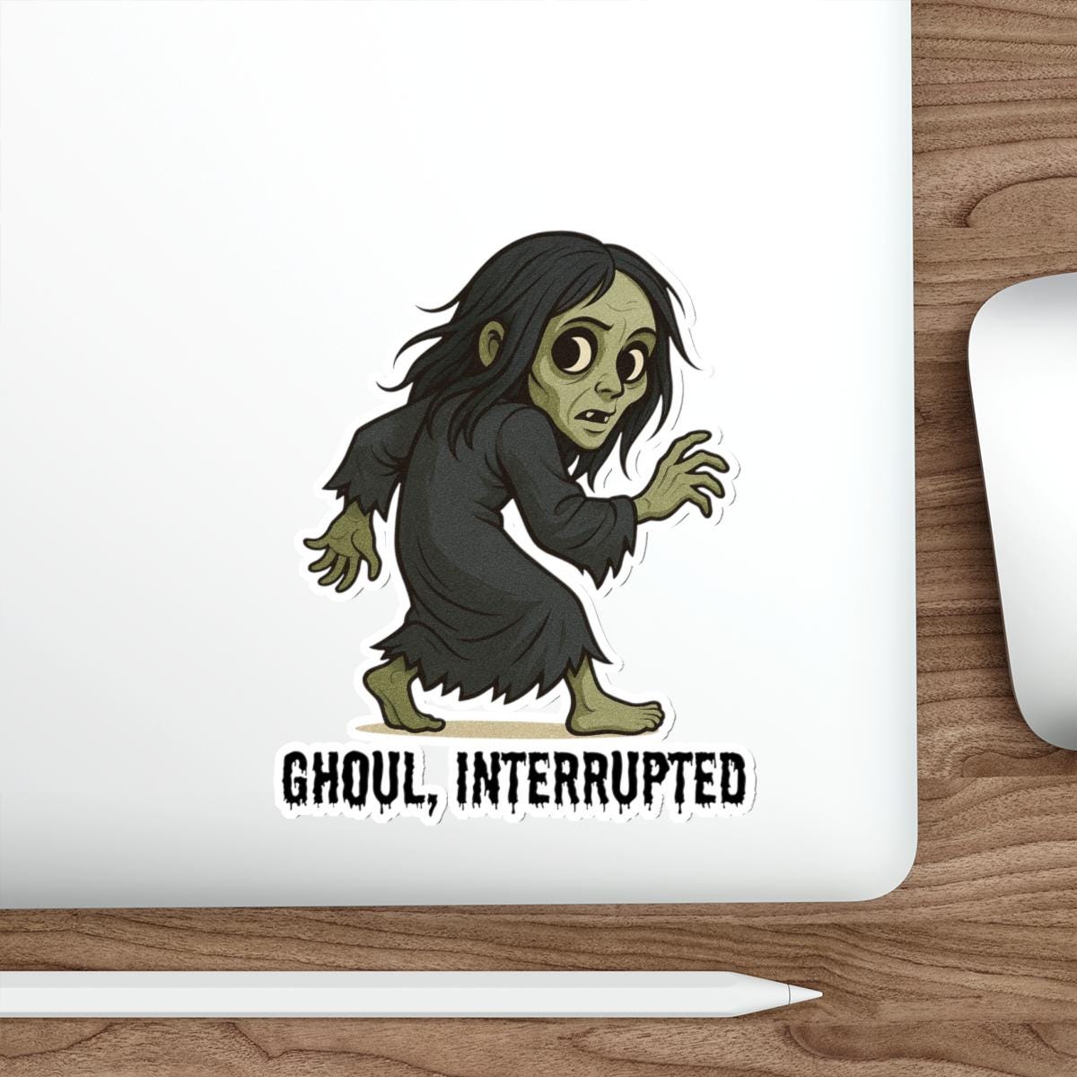Ghoul, Interrupted Halloween Die-Cut Stickers | Spooky Decor for Halloween, Gifts for Ghoulish Fans, Laptop Stickers, Witchy Accessories