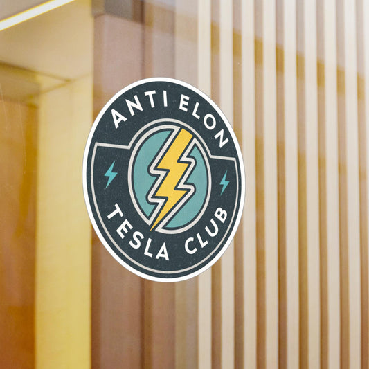 Anti Elon Tesla Club Kiss-Cut Vinyl Decals, Fun Car Accessories, Stickers for Tesla Enthusiasts, Cool Gifts, Home Decor