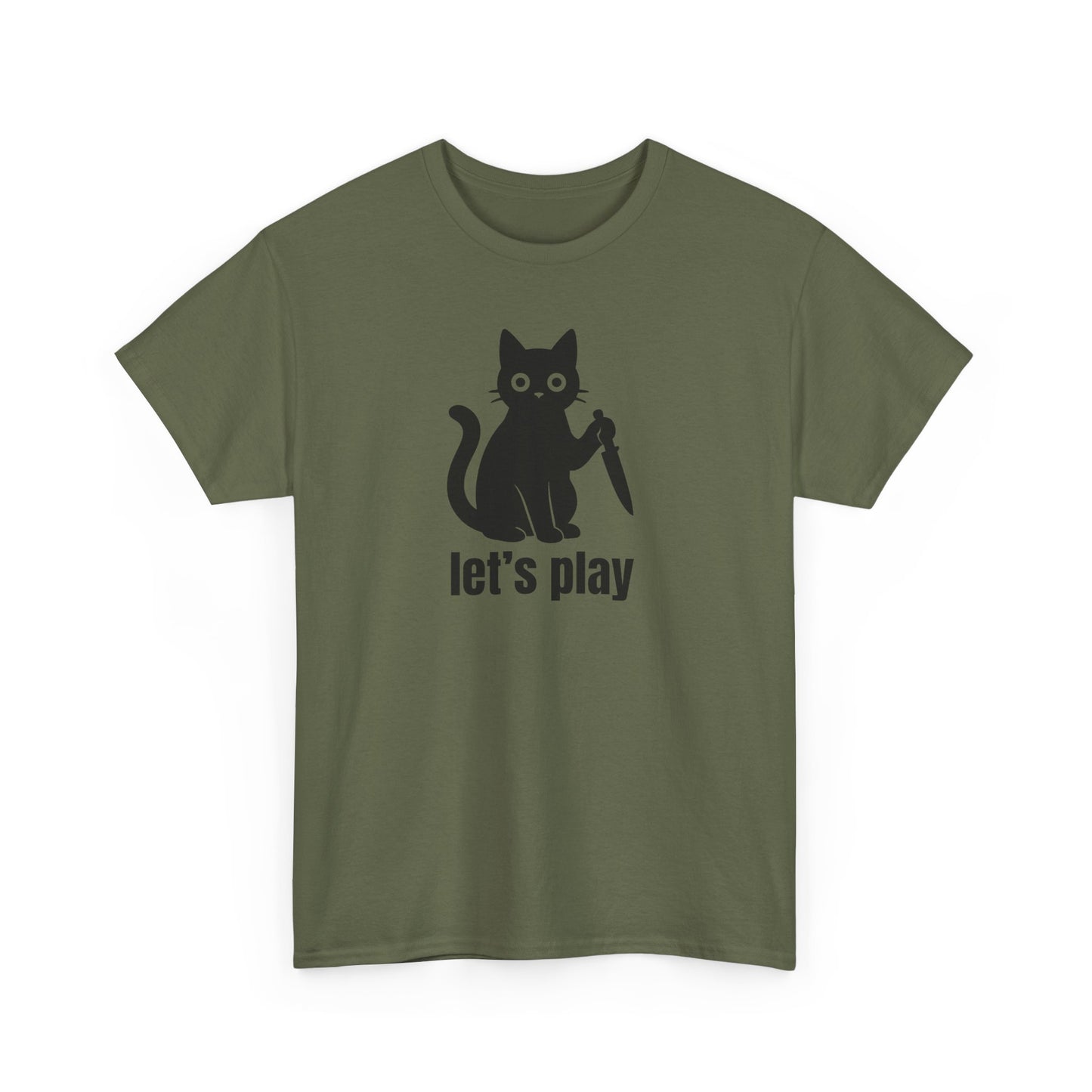 Playful Cat Tee - Let's Play Unisex Heavy Cotton Shirt, Cat Lover Gift, Fun T-Shirt, Animal Themed Apparel, Casual Wear