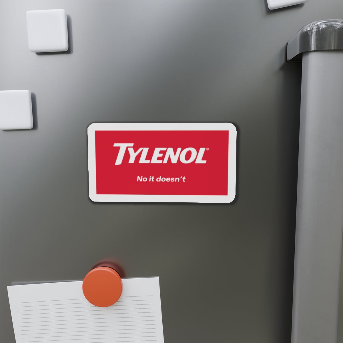 Satirical Tylenol Die-Cut Magnet, Quirky Refrigerator Magnet, Funny Gift, Office Decor, Parody