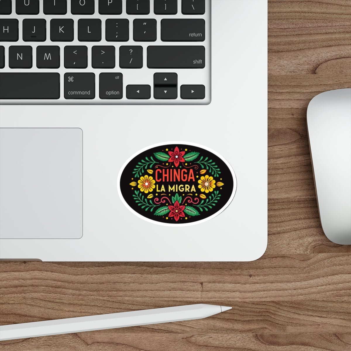 Chinga La Migra Anti I.C.E Vibrant Die-Cut Stickers, Floral Laptop Decals, Fun Gifts, Stickers for Eclectic Style, Affirmation Art