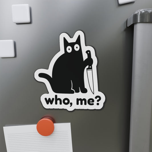 Who, me? | Whimsical Cat Die-Cut Magnets - Perfect for Cat Lovers, Fun Home Decor, Unique Gifts, Kitchen Essentials