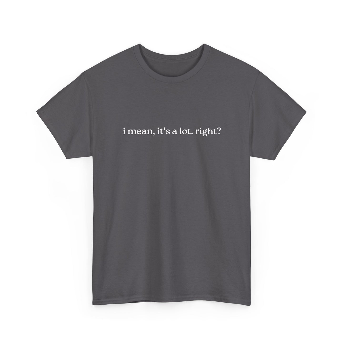 I Mean, It's a Lot. Right?| Casual Statement T-Shirt with Quote, Unisex Cotton Tee for Everyday Wear, Funny Gift for Friends