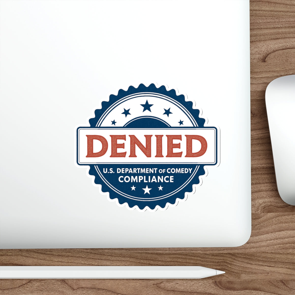 U.S. Department of Comedy Compliance Denied Stickers - Satirical Die-Cut Vinyl Decals for Laptops, Water Bottles, Gifts, Party Favors, Home Decor