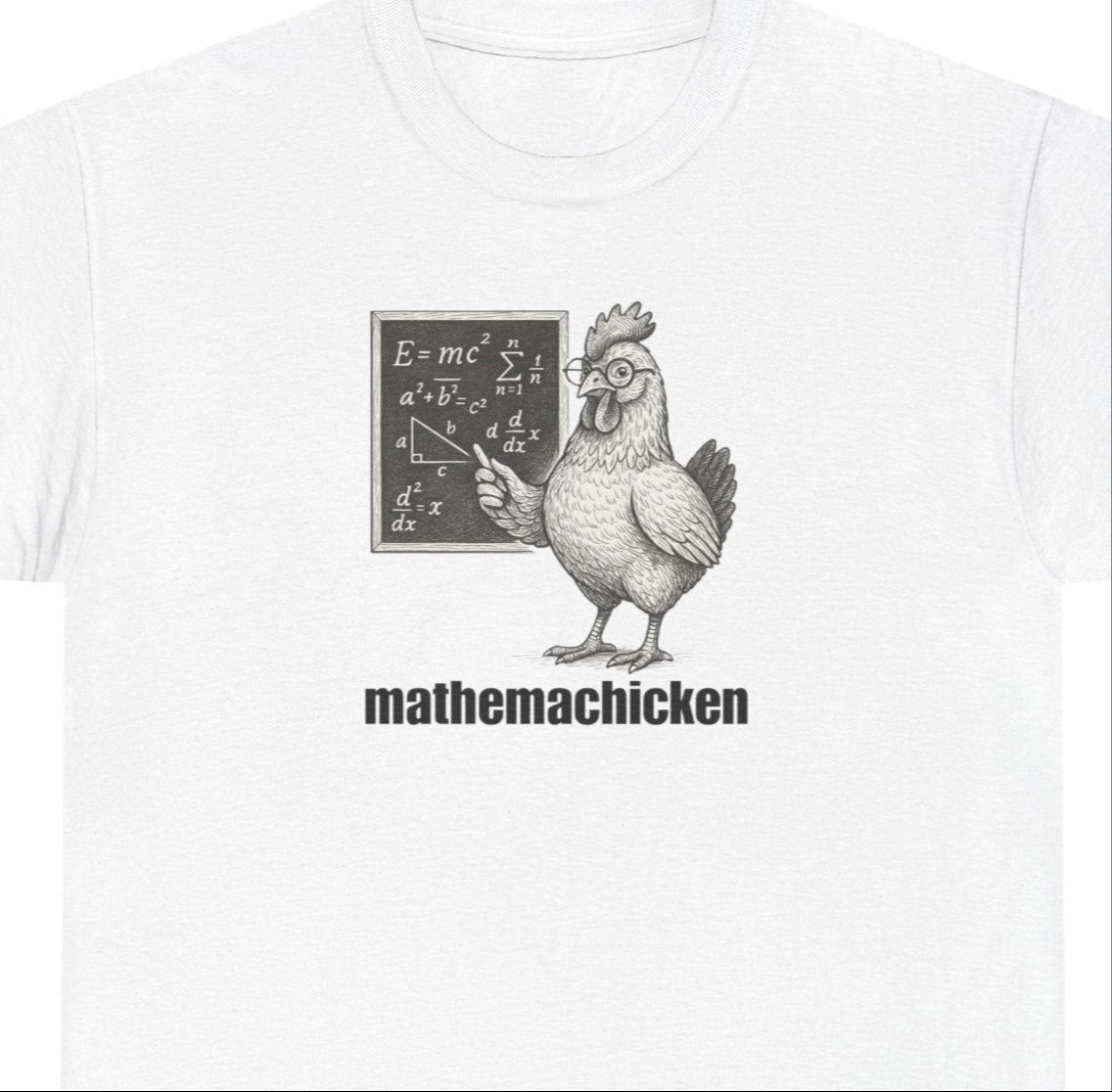 Mathemachicken | Unisex Heavy Cotton Tee | Math Lover Shirt, Funny Chicken T-Shirt, Gift for Teachers, Science Humor Tee, Geeky Apparel