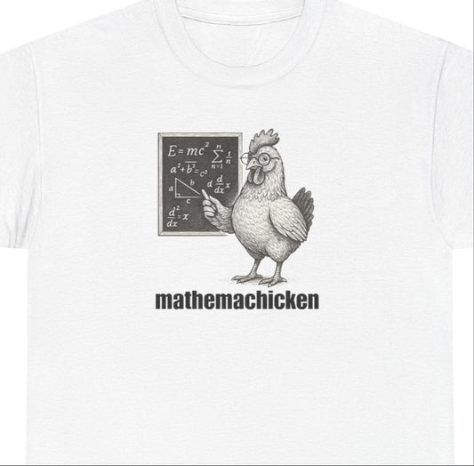 Mathemachicken | Unisex Heavy Cotton Tee | Math Lover Shirt, Funny Chicken T-Shirt, Gift for Teachers, Science Humor Tee, Geeky Apparel