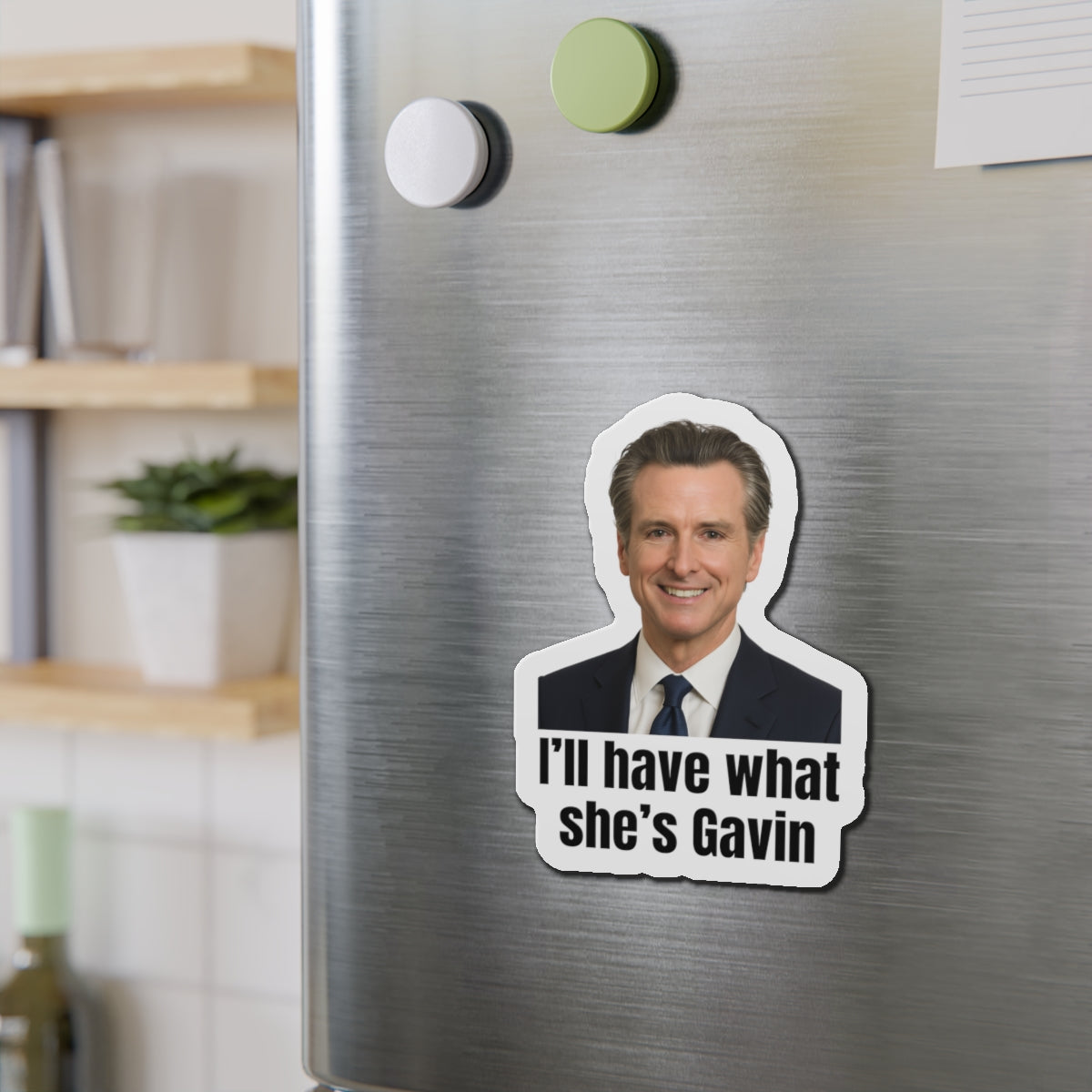Gavin Newsom Humorous Die-Cut Magnets: Fun Kitchen Decor for Political Fans, Office Humor, Gift for Friends, Collectible Magnet