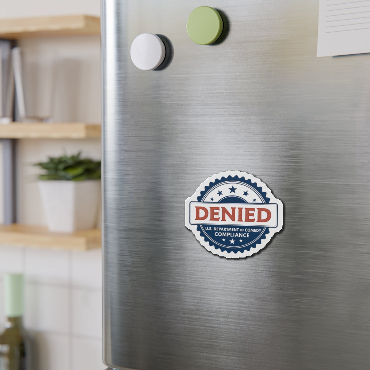 U.S. Department of Comedy Compliance Denied Magnet | Satirical Comedy Compliance Sticker, Gift for Humor Lovers, Fridge Decoration