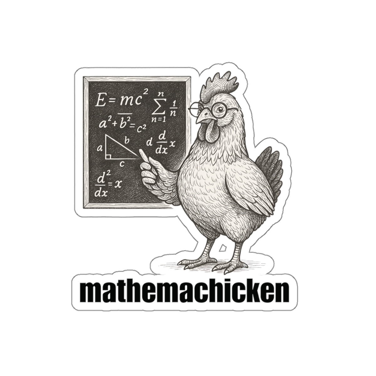 Mathemachicken | Funny Math Chicken Die-Cut Stickers, Teacher Gift, Student Decor, Laptop Stickers, Classroom Supplies, Math Humor