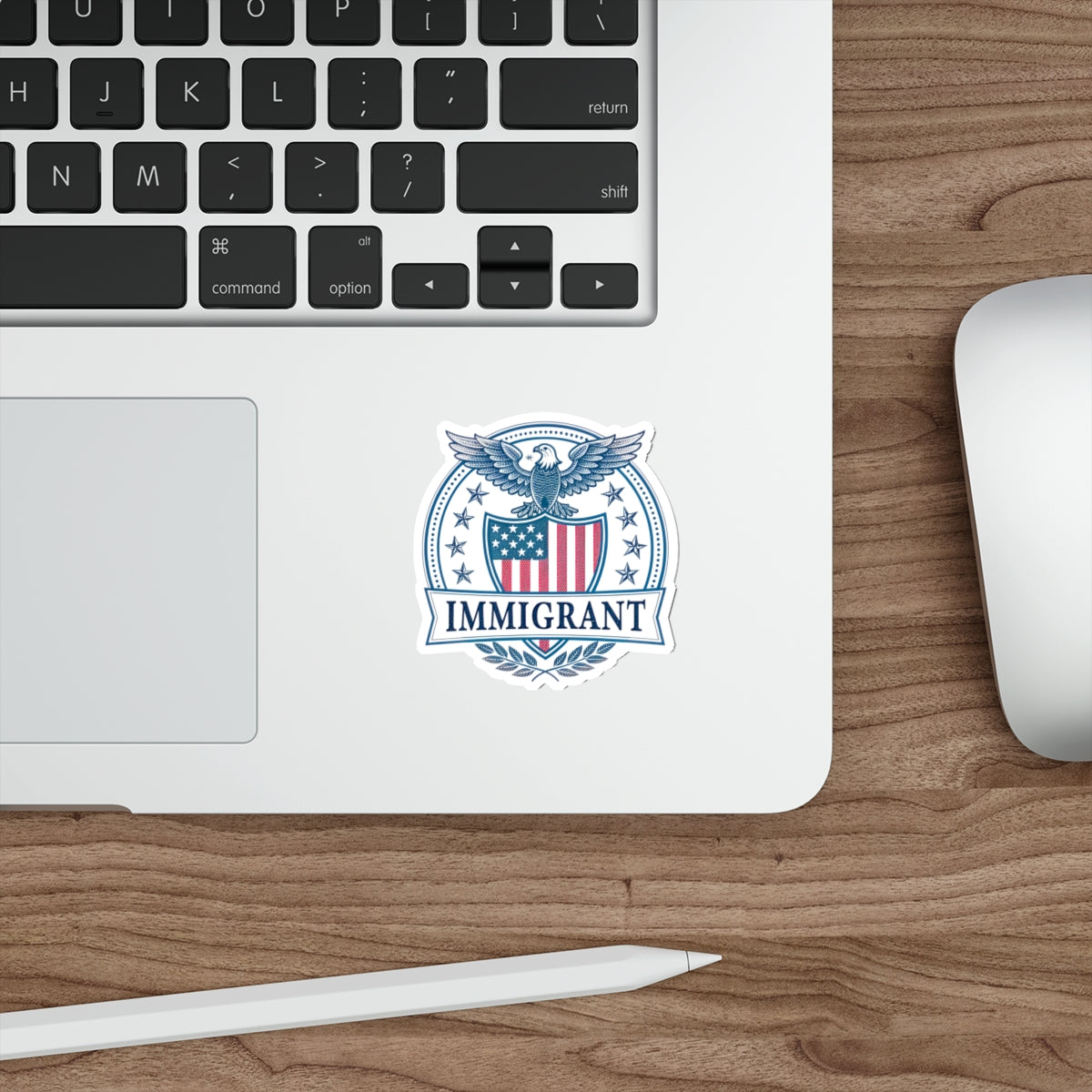 Patriotic Immigrant Die-Cut Stickers, Immigrant Pride Stickers, Laptop Decal, USA Eagle Emblem, Gift for Immigrants, Political Stickers