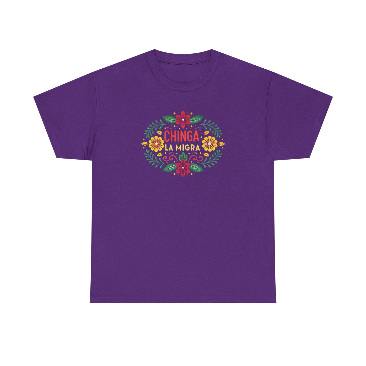Chinga La Migra Anti I.C.E Floral Statement Tee - Unisex Graphic Shirt, Bold Casual Wear, Gift for Activists, Festival Clothing