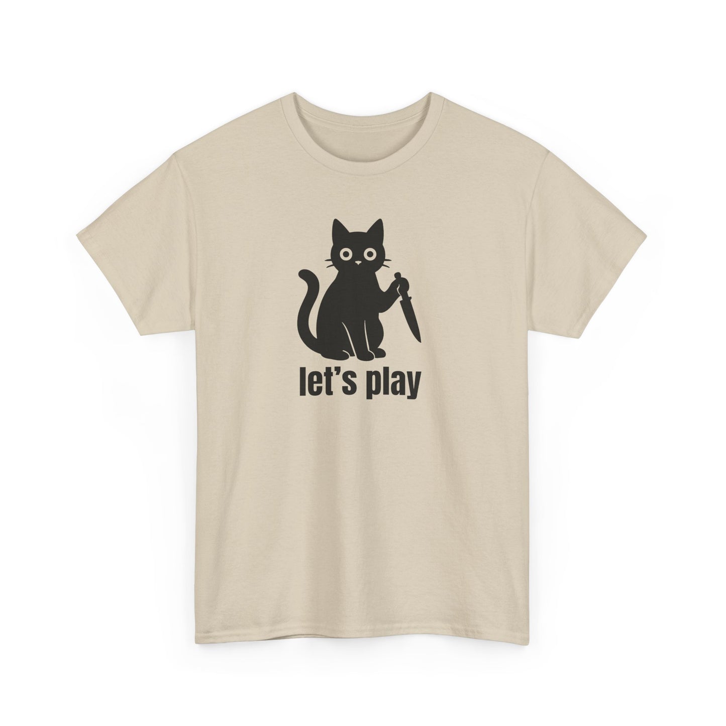 Playful Cat Tee - Let's Play Unisex Heavy Cotton Shirt, Cat Lover Gift, Fun T-Shirt, Animal Themed Apparel, Casual Wear