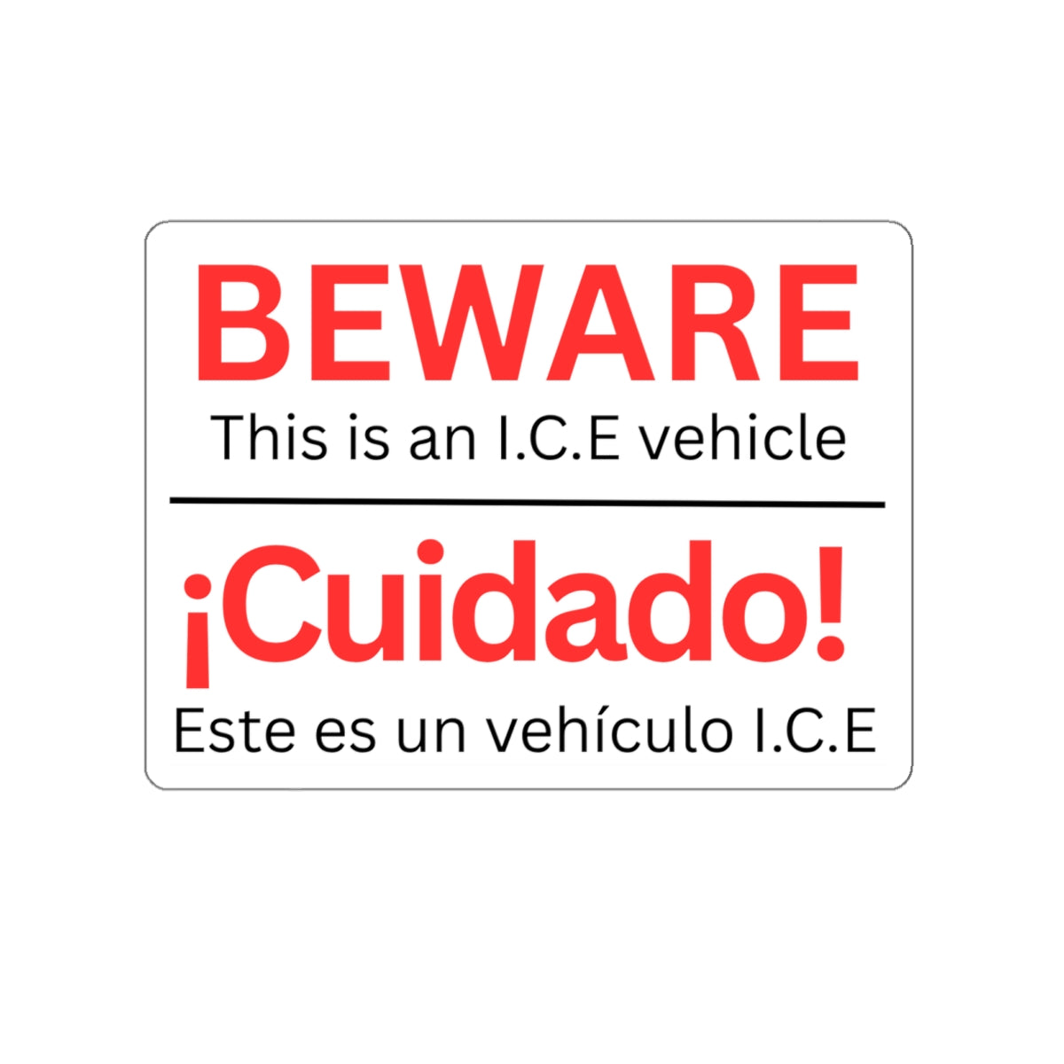 Beware I.C.E Vehicle Identification Die-Cut Stickers | Bold Warning Decals for Cars, Laptops, Bumper Stickers, Home Decor