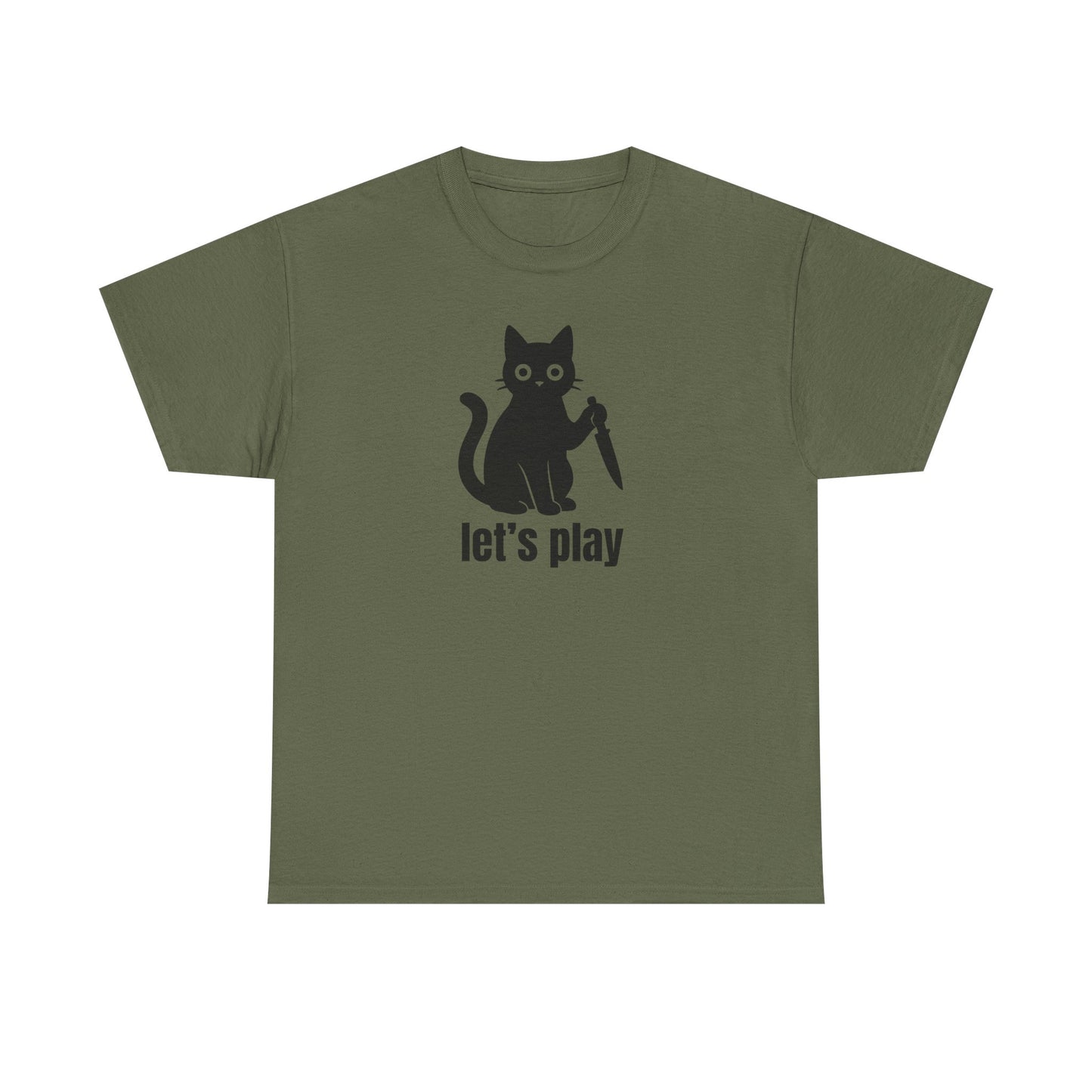 Playful Cat Tee - Let's Play Unisex Heavy Cotton Shirt, Cat Lover Gift, Fun T-Shirt, Animal Themed Apparel, Casual Wear