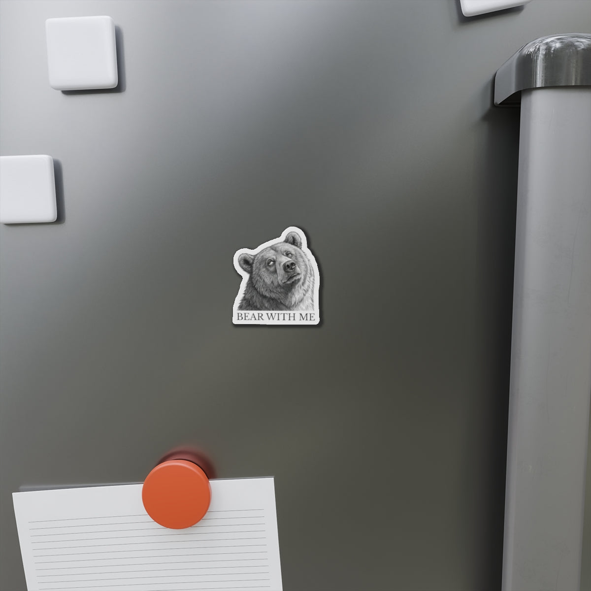 Bear With Me Die-Cut Magnet | Cute Bear Refrigerator Decor | Animal Lover Gift | Funny Office Magnet | Home Decor | Gift for Friends