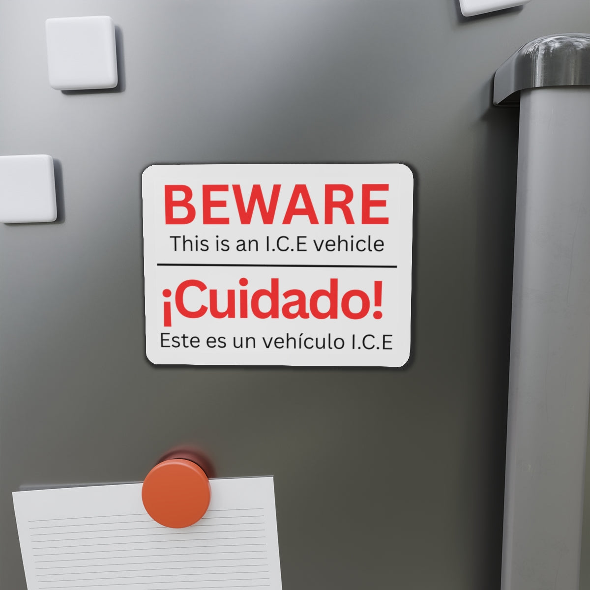 Beware I.C.E Vehicle Identification Die-Cut Magnets - Car Warning, Home Decor, Gifts for Safety Awareness, ICE Vehicle Sign