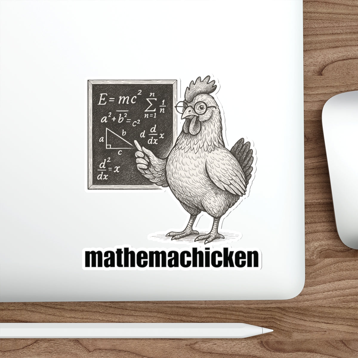 Mathemachicken | Funny Math Chicken Die-Cut Stickers, Teacher Gift, Student Decor, Laptop Stickers, Classroom Supplies, Math Humor