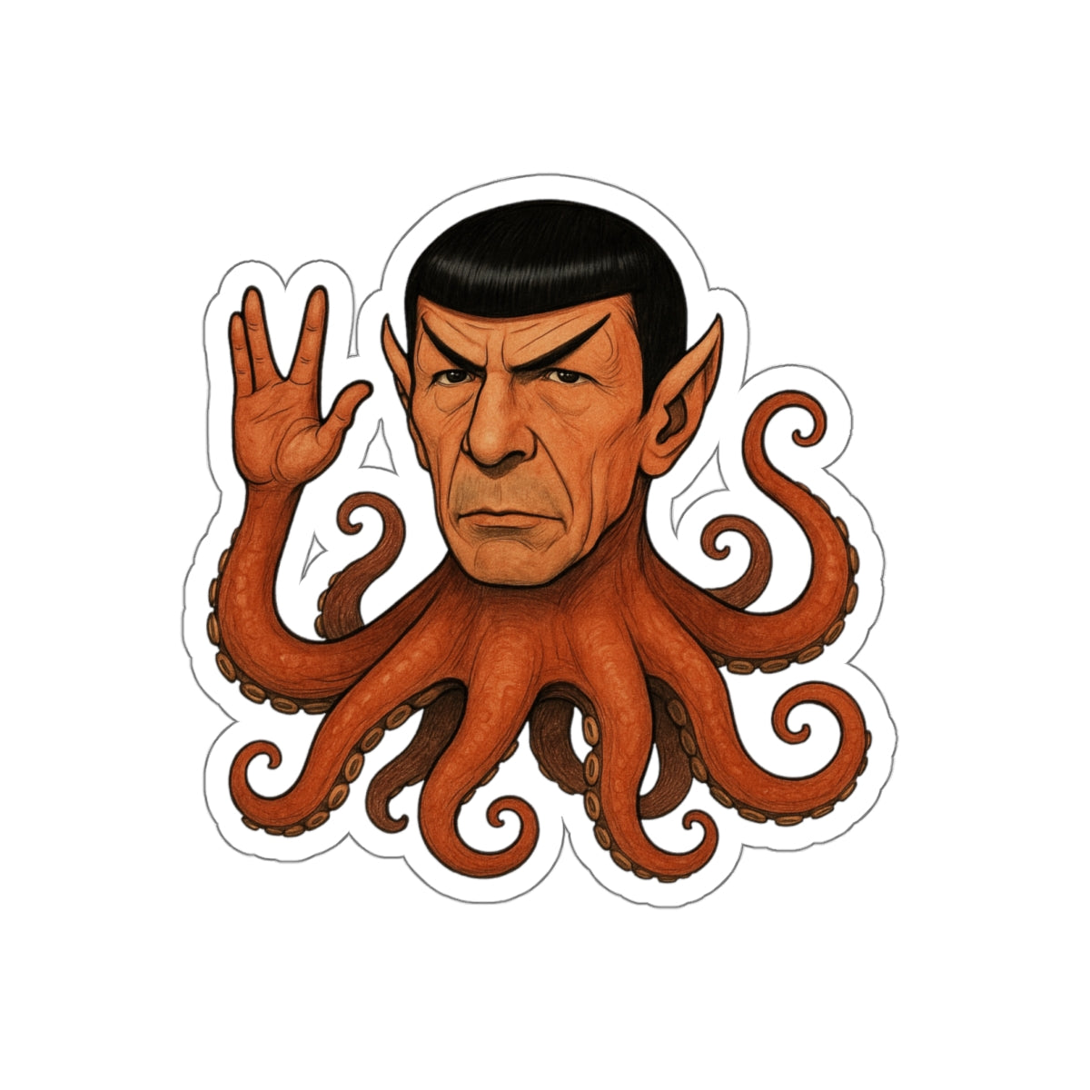 Spocktopus | Unique Octopus Alien Die-Cut Stickers - Perfect for Laptop, Water Bottle, Car, Fridge Decor, & Gift for Sci-Fi Fans