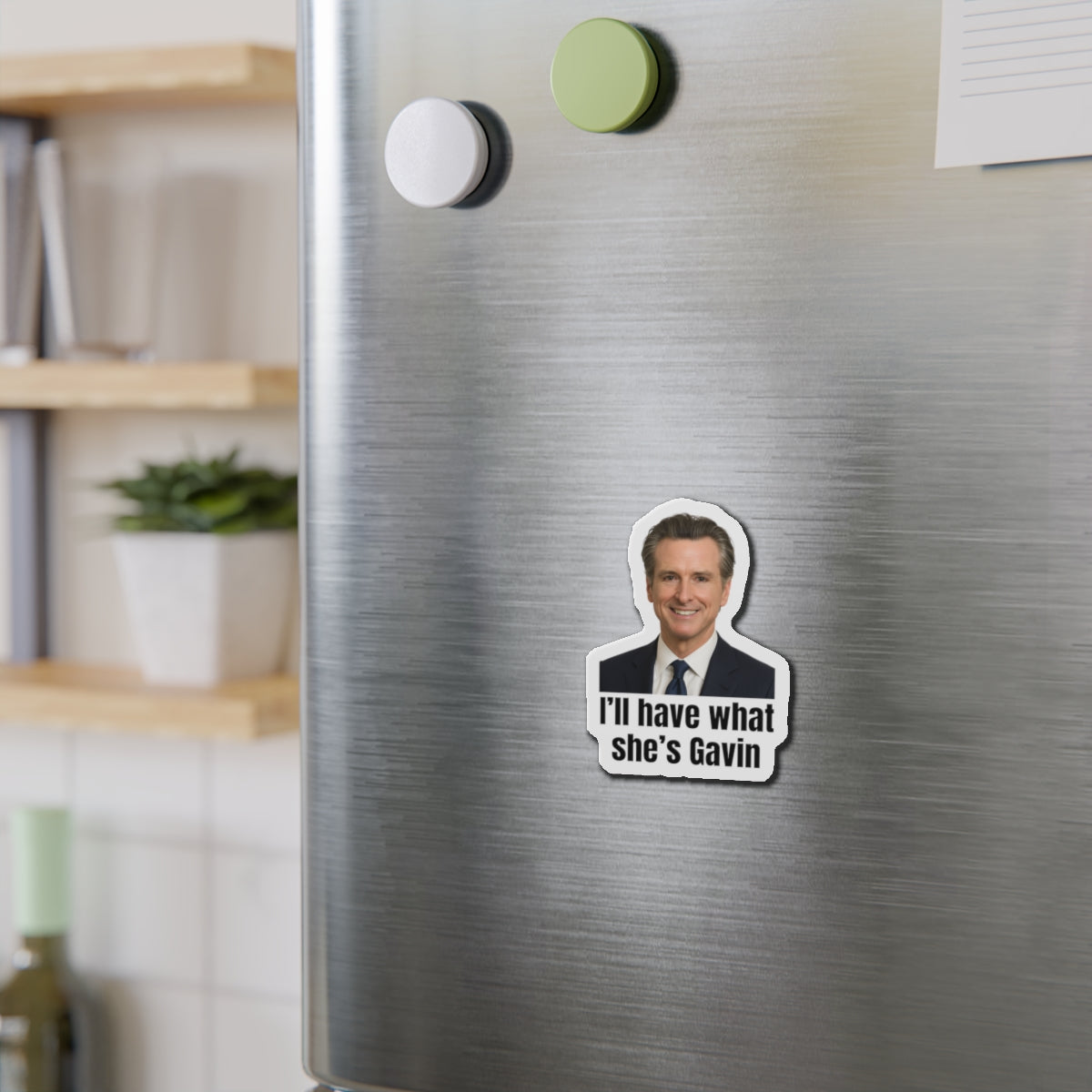 Gavin Newsom Humorous Die-Cut Magnets: Fun Kitchen Decor for Political Fans, Office Humor, Gift for Friends, Collectible Magnet