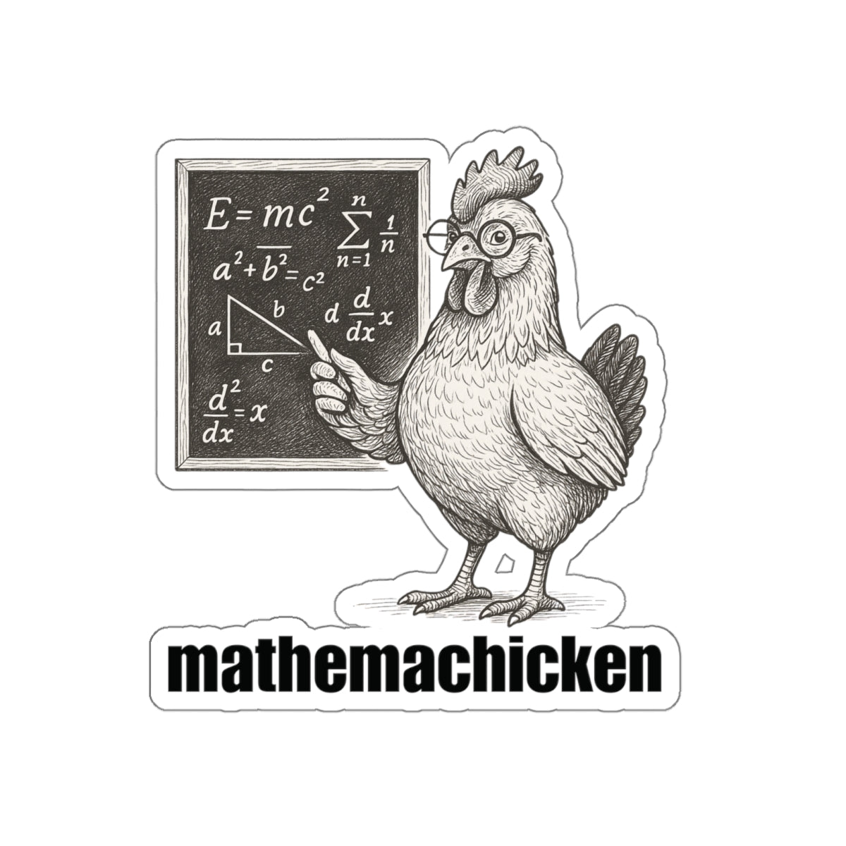 Mathemachicken | Funny Math Chicken Die-Cut Stickers, Teacher Gift, Student Decor, Laptop Stickers, Classroom Supplies, Math Humor