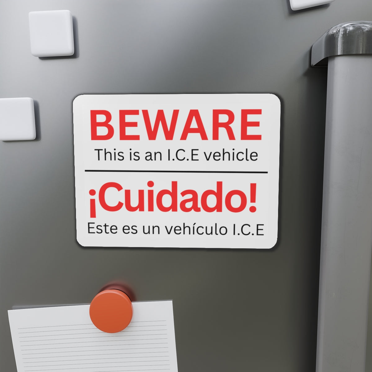 Beware I.C.E Vehicle Identification Die-Cut Magnets - Car Warning, Home Decor, Gifts for Safety Awareness, ICE Vehicle Sign