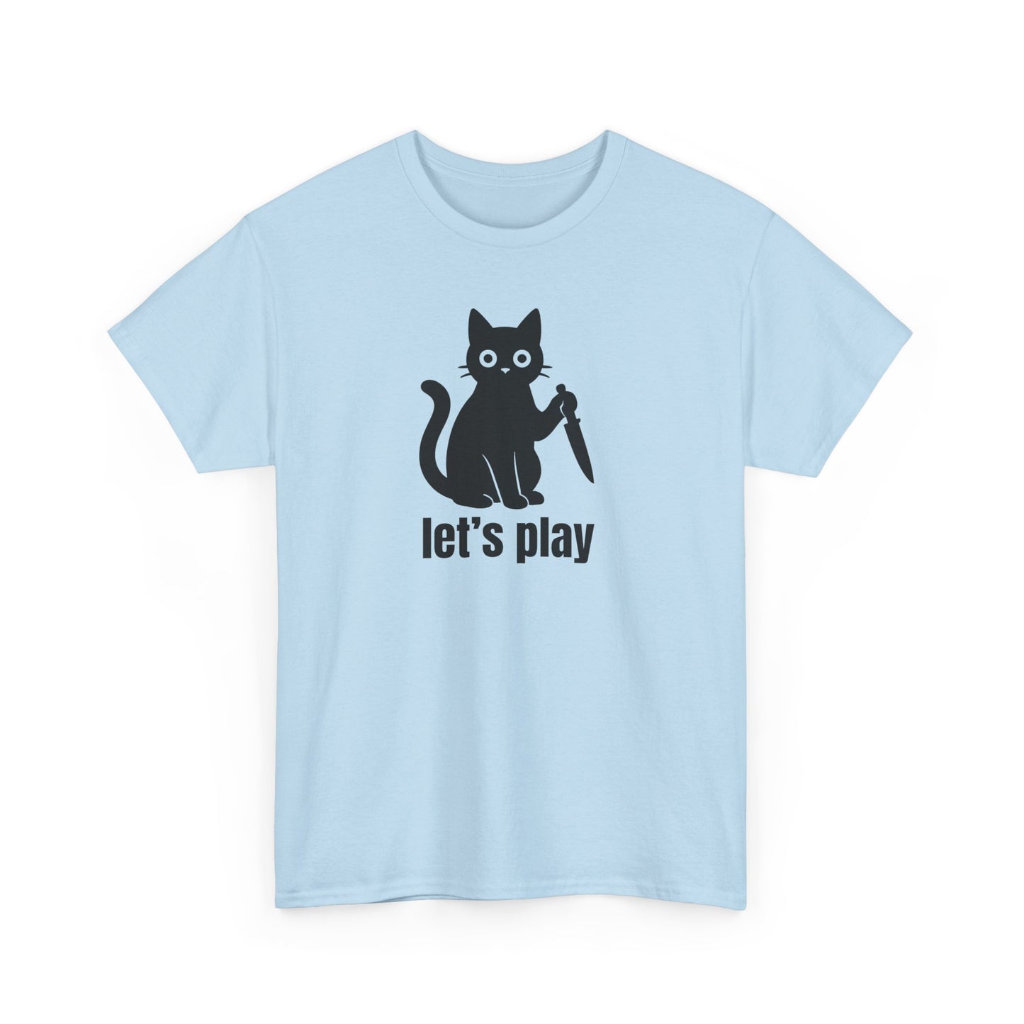 Playful Cat Tee - Let's Play Unisex Heavy Cotton Shirt, Cat Lover Gift, Fun T-Shirt, Animal Themed Apparel, Casual Wear