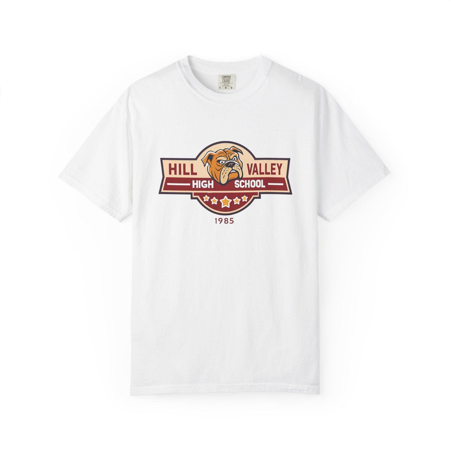 Hill Valley High School T-Shirt Back to the Future Bulldog Tee, 1985 Retro Unisex Shirt, Vintage School Spirit Gift, Movie-Inspired Apparel