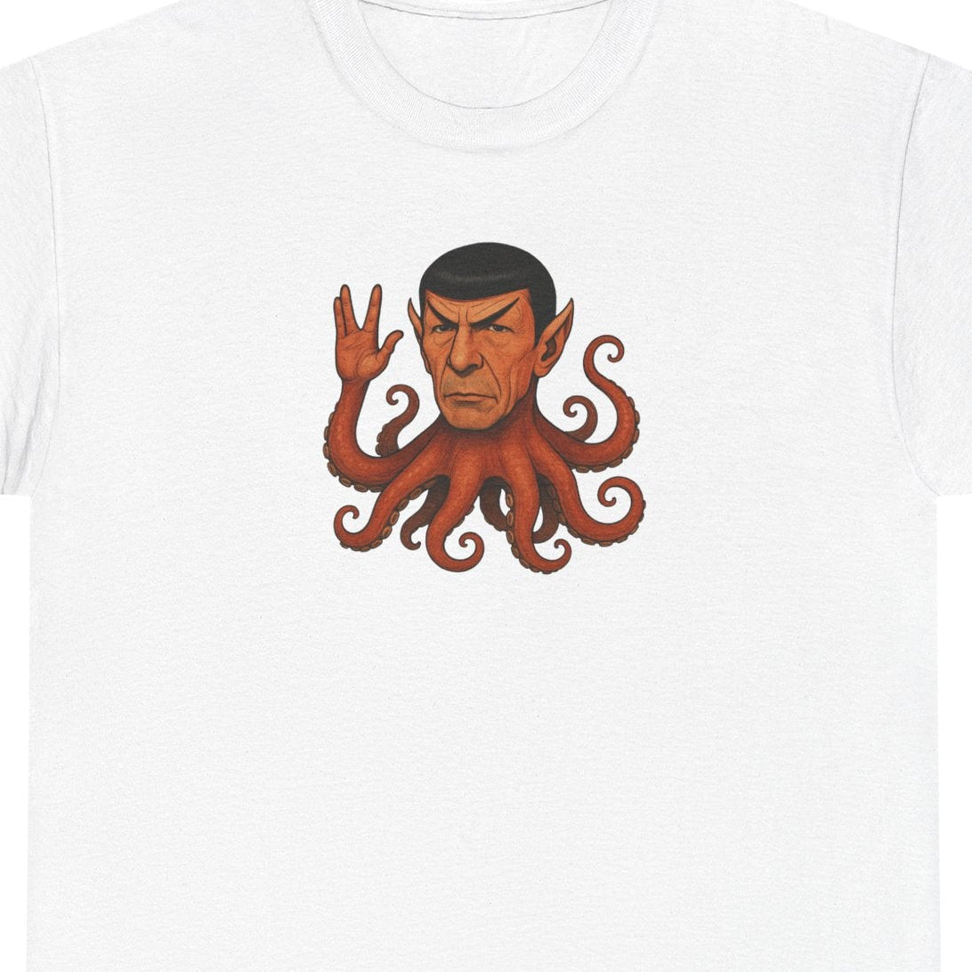 Spocktopus | Octopus Spock Unisex T-Shirt, Funny Nerd Tee, Geeky Apparel, Pop Culture Gift, Sci-Fi Fan Shirt