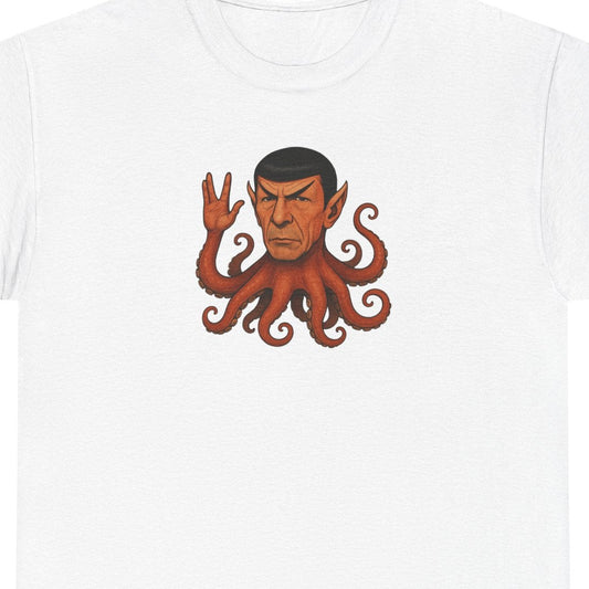 Spocktopus | Octopus Spock Unisex T-Shirt, Funny Nerd Tee, Geeky Apparel, Pop Culture Gift, Sci-Fi Fan Shirt
