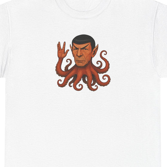 Spocktopus | Octopus Spock Unisex T-Shirt, Funny Nerd Tee, Geeky Apparel, Pop Culture Gift, Sci-Fi Fan Shirt