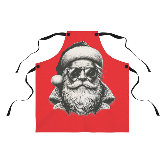 Cool Santa Christmas Apron, Holiday Cooking Gift, BBQ Apron for Men, Funny Chef Apron, Christmas Kitchen Accessory