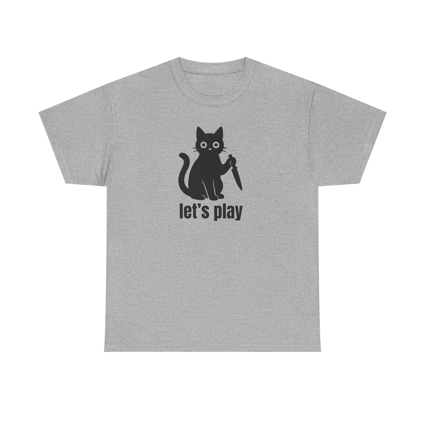 Playful Cat Tee - Let's Play Unisex Heavy Cotton Shirt, Cat Lover Gift, Fun T-Shirt, Animal Themed Apparel, Casual Wear