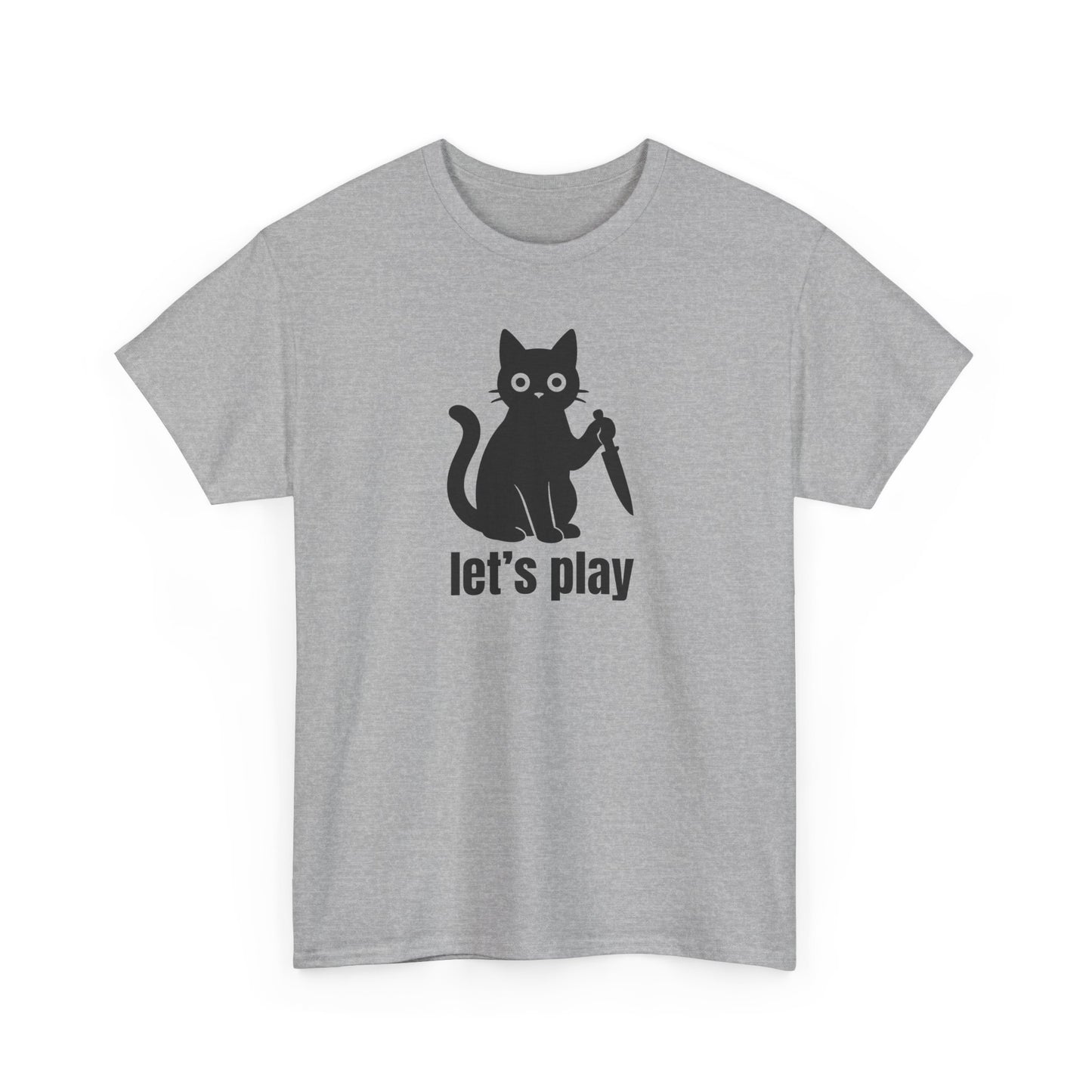 Playful Cat Tee - Let's Play Unisex Heavy Cotton Shirt, Cat Lover Gift, Fun T-Shirt, Animal Themed Apparel, Casual Wear