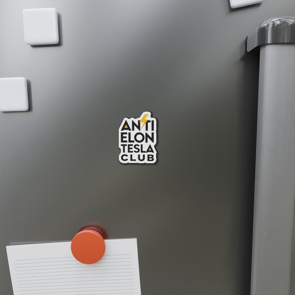 Anti Elon Tesla Club Die-Cut Magnets - Anti Elon Tesla Club | Fun Fridge Magnet, Gift for Fans, Home Decor, Quirky Collection, Car Ornament
