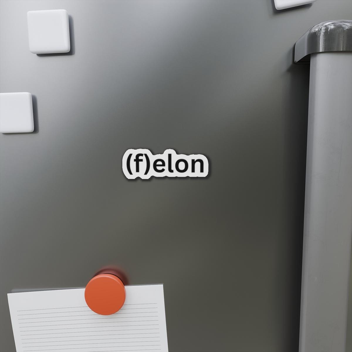 Discrete, Playful (f)elon Die-Cut Magnet - Fun Gift, Home Decor, Car Accessory, Office Humor, Unique Collectible. Approx. 3" wide