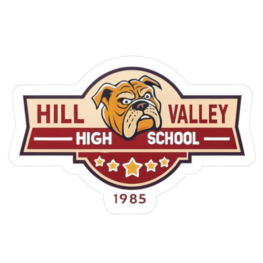 Back to the Future Retro Custom Kiss-Cut Vinyl Decals, Personalized School Stickers, Hill Valley High Decor