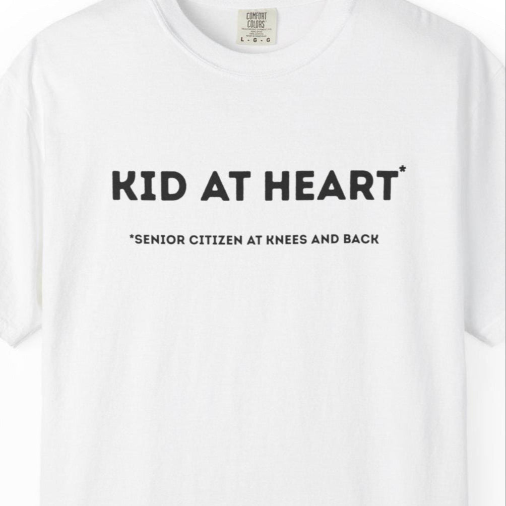 Kid at Heart Unisex Garment-Dyed T-Shirt, Casual Tee, Beachwear, Fun Summer Top, Gift for Adults, Everyday Wear