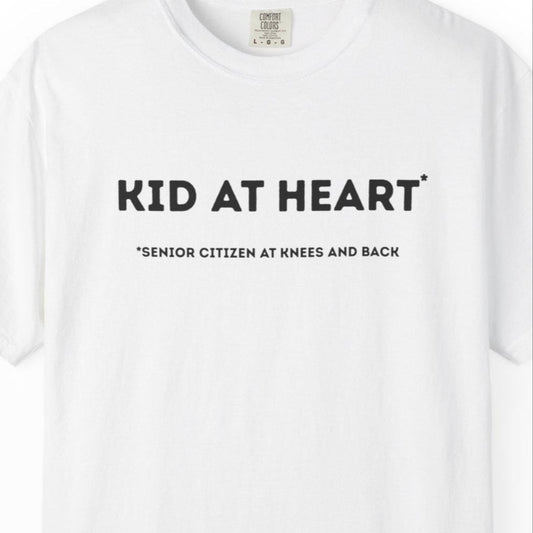 Kid at Heart Unisex Garment-Dyed T-Shirt, Casual Tee, Beachwear, Fun Summer Top, Gift for Adults, Everyday Wear