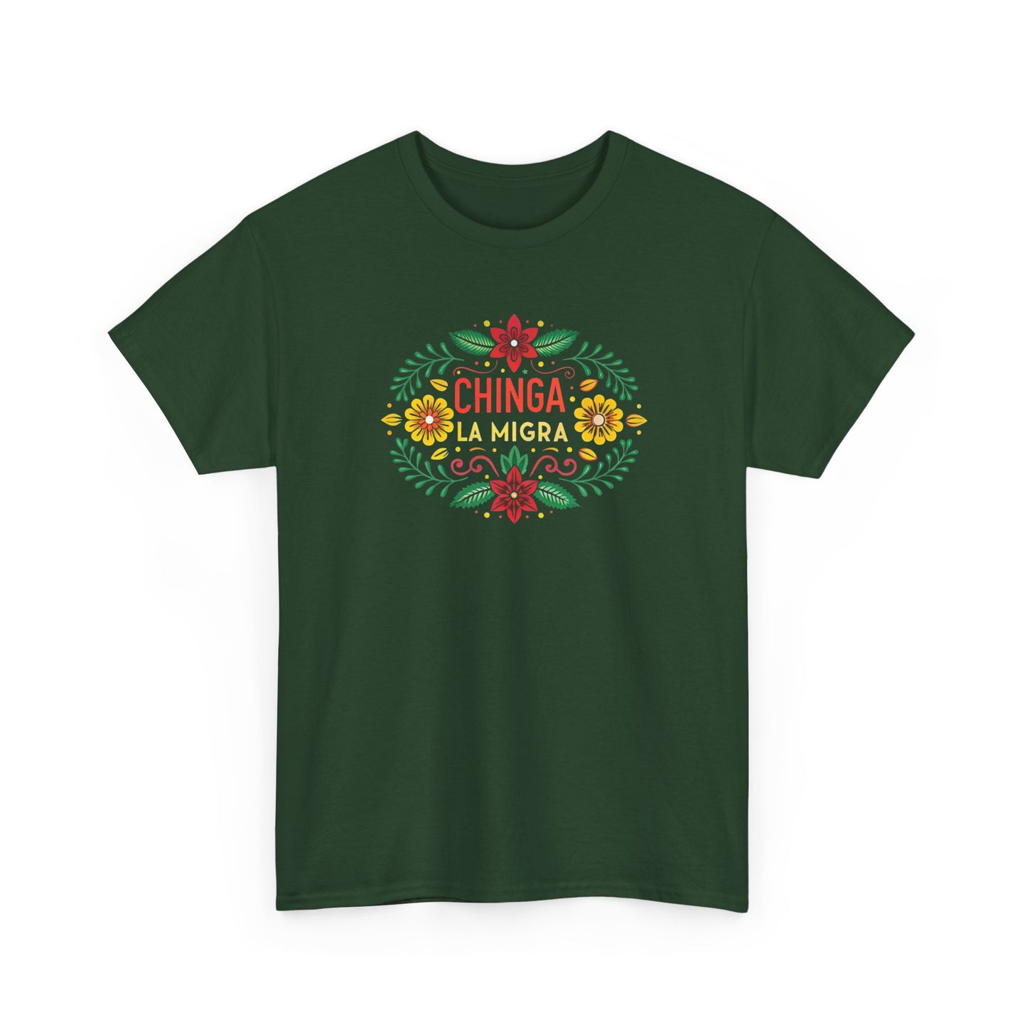 Chinga La Migra Anti I.C.E Floral Statement Tee - Unisex Graphic Shirt, Bold Casual Wear, Gift for Activists, Festival Clothing