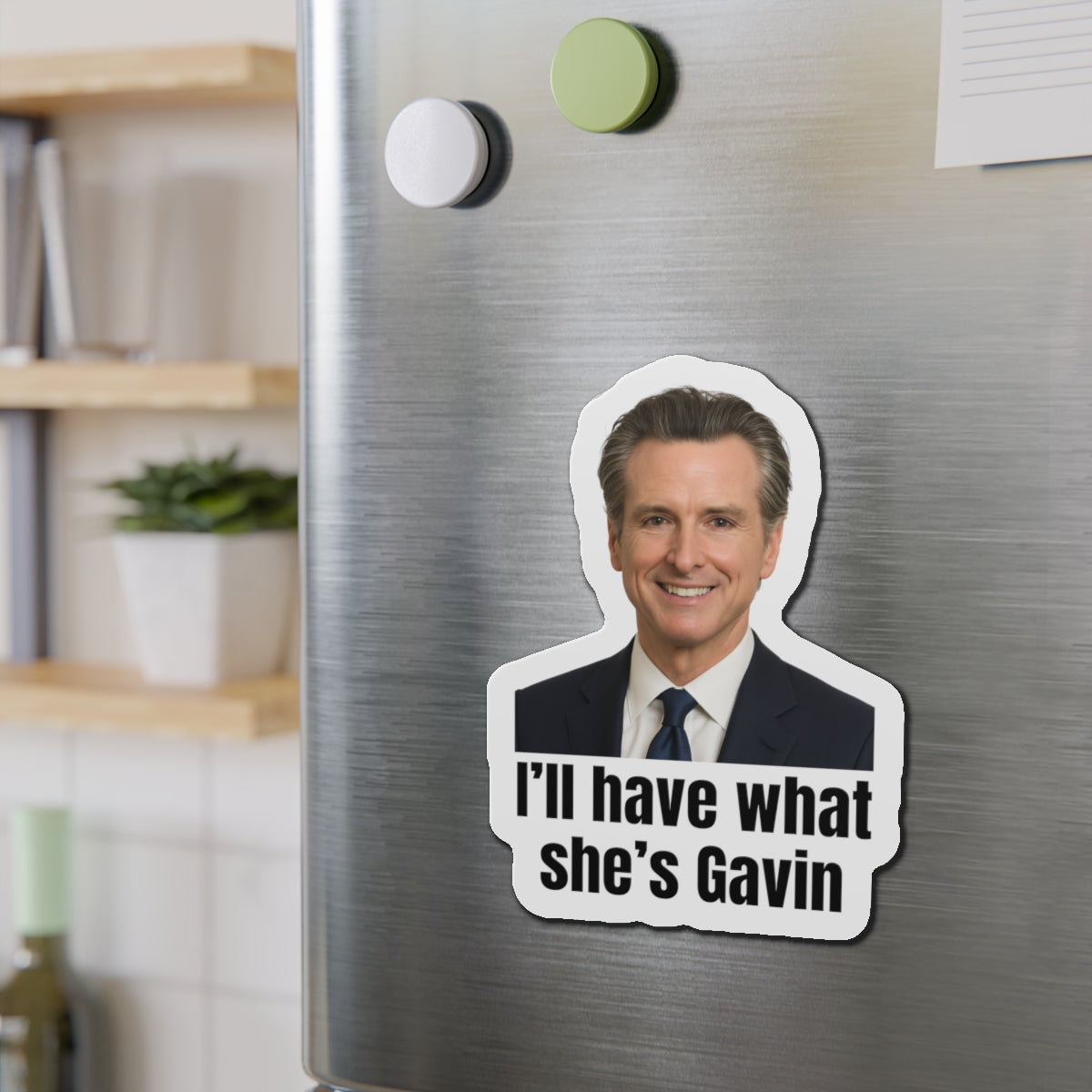 Gavin Newsom Humorous Die-Cut Magnets: Fun Kitchen Decor for Political Fans, Office Humor, Gift for Friends, Collectible Magnet