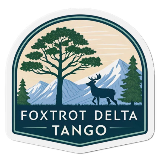 Foxtrot Delta Tango Nature-Themed Die-Cut Magnets, Outdoor Decor, Foxtrot Delta Tango, Eco-Friendly, Gift for Adventurers, Mountain Lovers