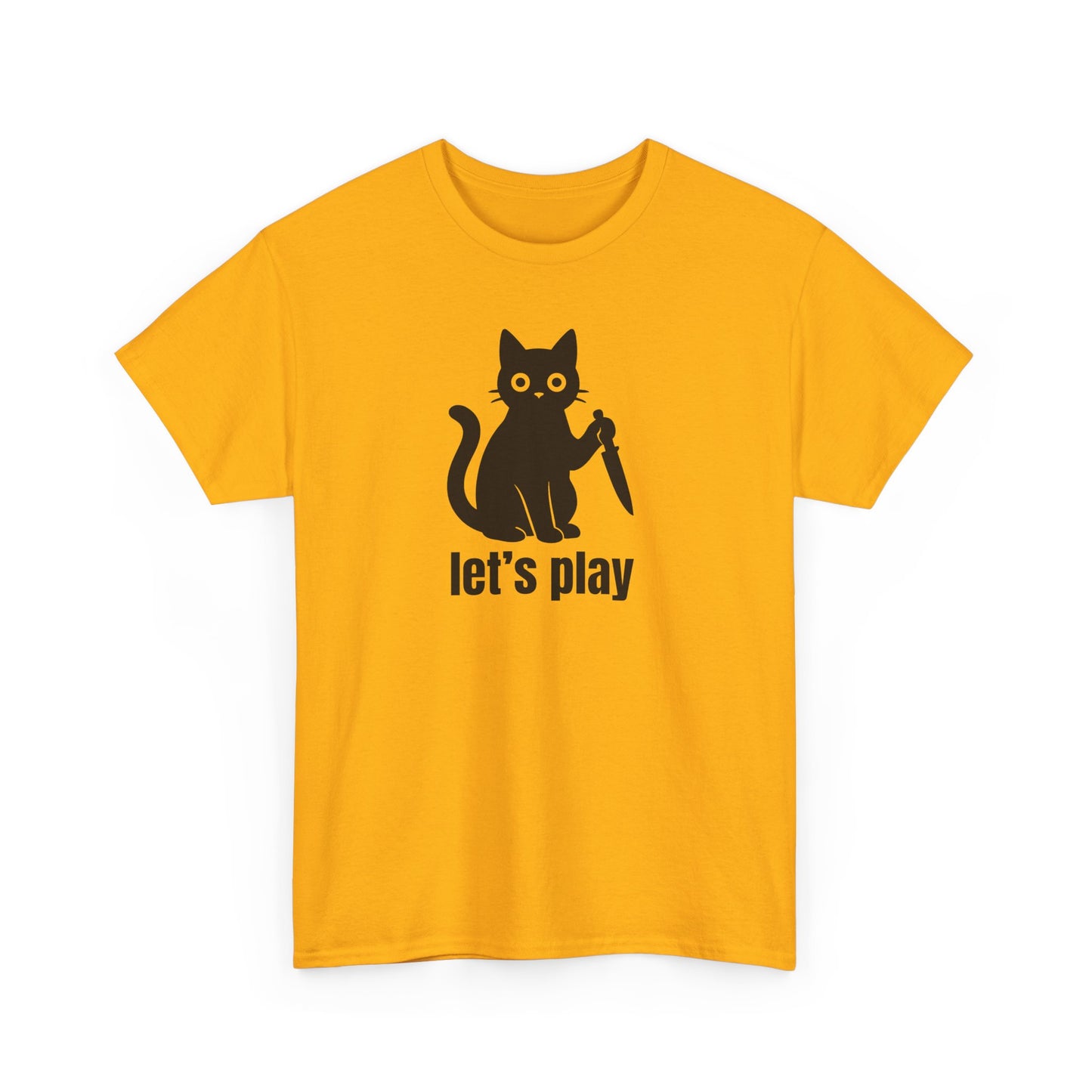 Playful Cat Tee - Let's Play Unisex Heavy Cotton Shirt, Cat Lover Gift, Fun T-Shirt, Animal Themed Apparel, Casual Wear