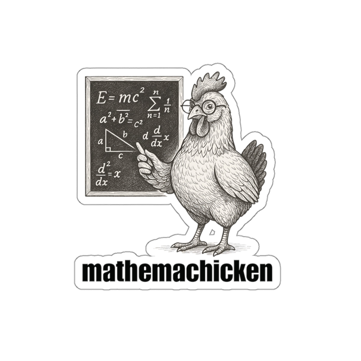Mathemachicken | Funny Math Chicken Die-Cut Stickers, Teacher Gift, Student Decor, Laptop Stickers, Classroom Supplies, Math Humor