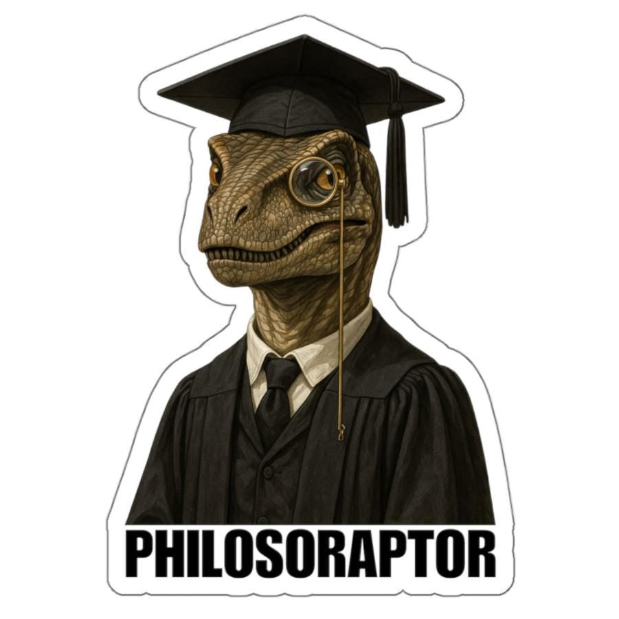 Philosoraptor Graduation Die-Cut Stickers, Funny Graduation Gifts, Laptop Decals, Student Humor, Graduation Decorations
