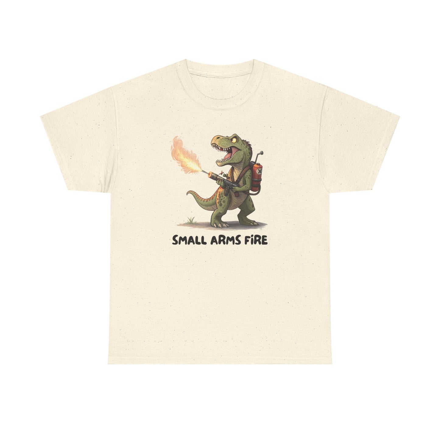 Small Arms Fire | Funny Dinosaur Tee, Unisex Cotton T-Shirt, Gift for Dino Lovers, Casual Wear, Birthday, Humor Tee, Small Arms Fire