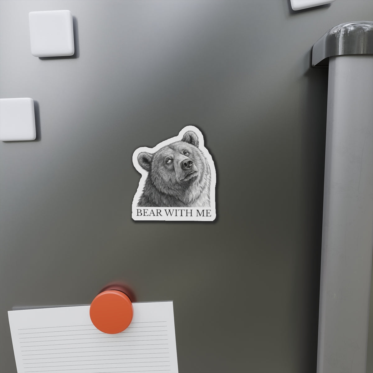Bear With Me Die-Cut Magnet | Cute Bear Refrigerator Decor | Animal Lover Gift | Funny Office Magnet | Home Decor | Gift for Friends