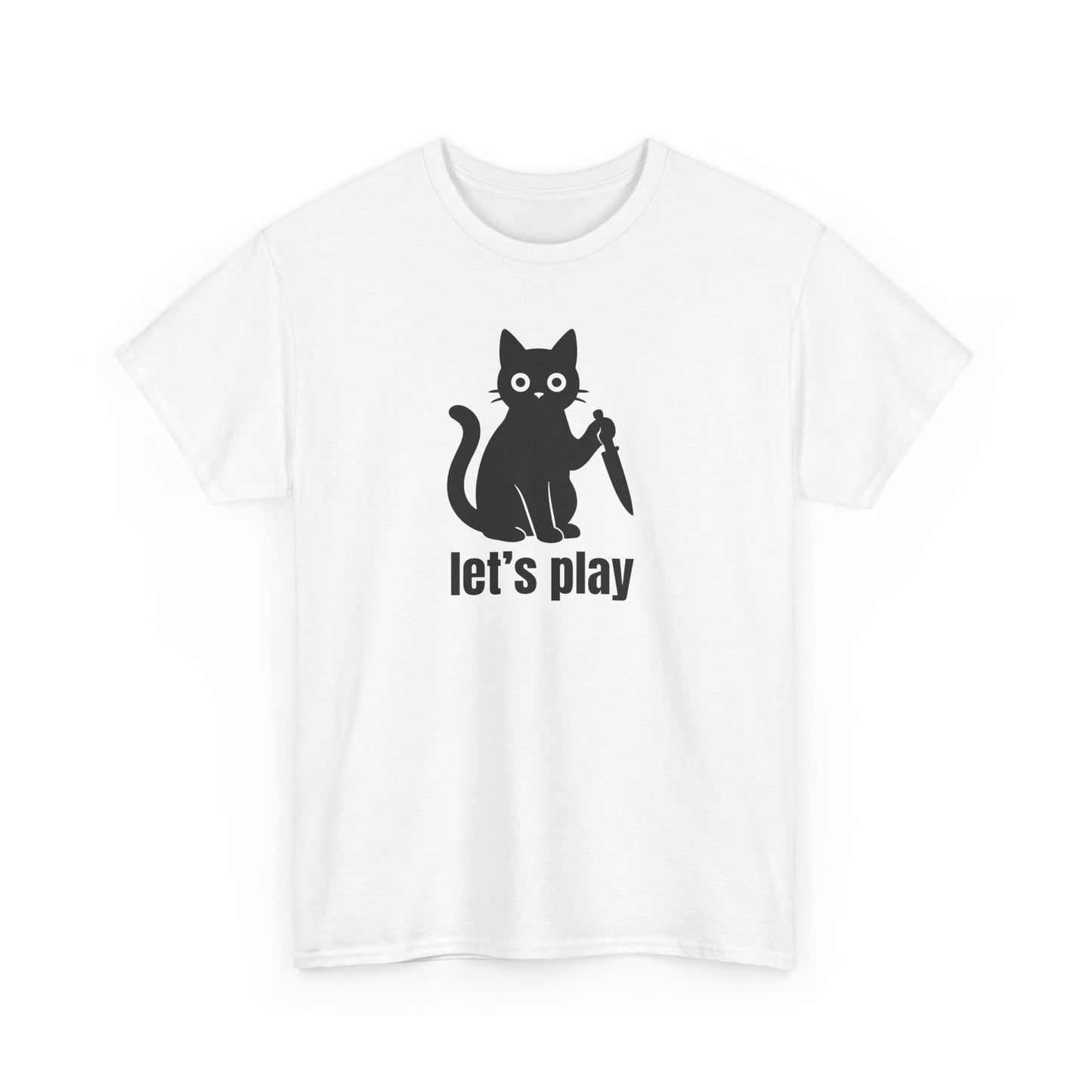 Playful Cat Tee - Let's Play Unisex Heavy Cotton Shirt, Cat Lover Gift, Fun T-Shirt, Animal Themed Apparel, Casual Wear