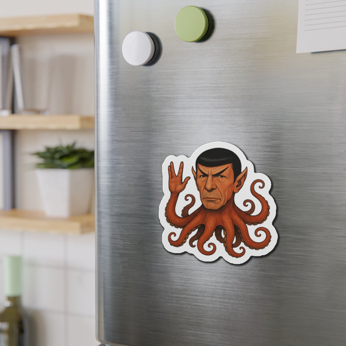 Spocktopus | Unique Octopus Vulcan Die-Cut Magnets for Nerdy Decor, Geek Gift, Home Office Decoration, Science Fiction Collectible